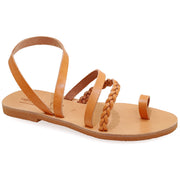 Greek Leather Beige Slingback Toe Ring Sandals "Lefkada" - EMMANUELA handcrafted for you®