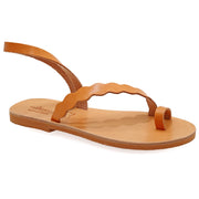 Greek Leather Beige Slingback Toe Ring Sandals "Corfu" - EMMANUELA handcrafted for you®