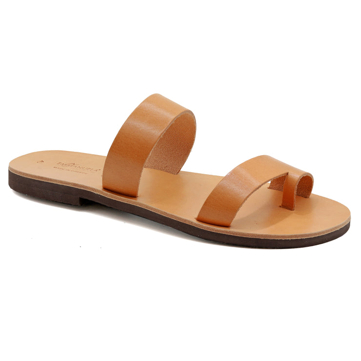 Greek Leather Beige Strappy Toe Ring Sandals for Men "Theseus" - EMMANUELA handcrafted for you®