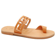 Greek Leather Beige Toe Ring Sandals with Meanders "Antiparos" - EMMANUELA handcrafted for you®