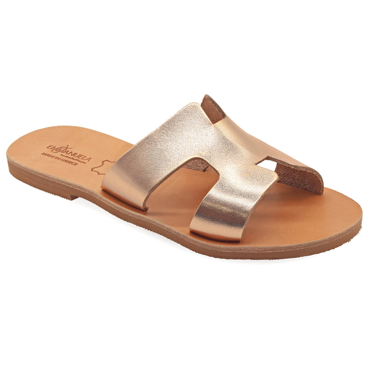 Greek Leather Hermes H-Band Yellow Slide on Flat Sandals