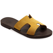 Greek Leather Yellow Slide on H-Band Sandals "Eugene" - EMMANUELA handcrafted for you®