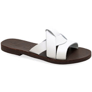 Greek Leather White Slide on Sandals "Rhodes" - EMMANUELA handcrafted for you®