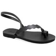 Greek Leather Black Slingback Toe Ring Sandals "Corfu" - EMMANUELA handcrafted for you®