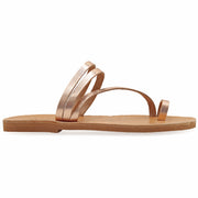 Greek Leather Rose gold Slide on Toe Ring Sandals "Kimolos" - EMMANUELA handcrafted for you®