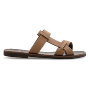 Greek Leather Suede Brown Slide on Strappy Sandals for Men "Seleukos" - EMMANUELA handcrafted for you®