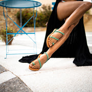 Greek Leather Beige Slingback Toe Ring Braided Sandals "Chios" - EMMANUELA handcrafted for you®