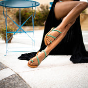 Greek Leather Multicolor Slingback Toe Ring Braided Sandals "Chios" - EMMANUELA handcrafted for you®