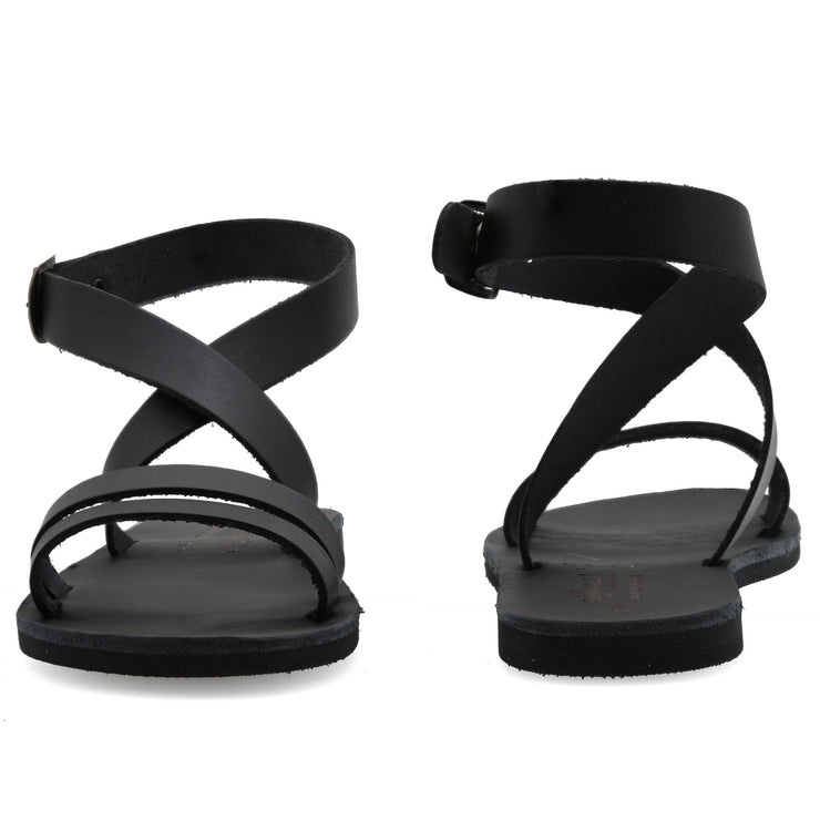 Greek Leather Black Ankle Cuff Gladiator Sandals "Cassandra" - EMMANUELA handcrafted for you®