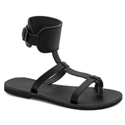 Greek Leather Black Ankle Cuff Gladiator Sandals "Nemesis" - EMMANUELA handcrafted for you®