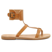 Greek Leather Beige Ankle Cuff Gladiator Sandals "Nemesis" - EMMANUELA handcrafted for you®
