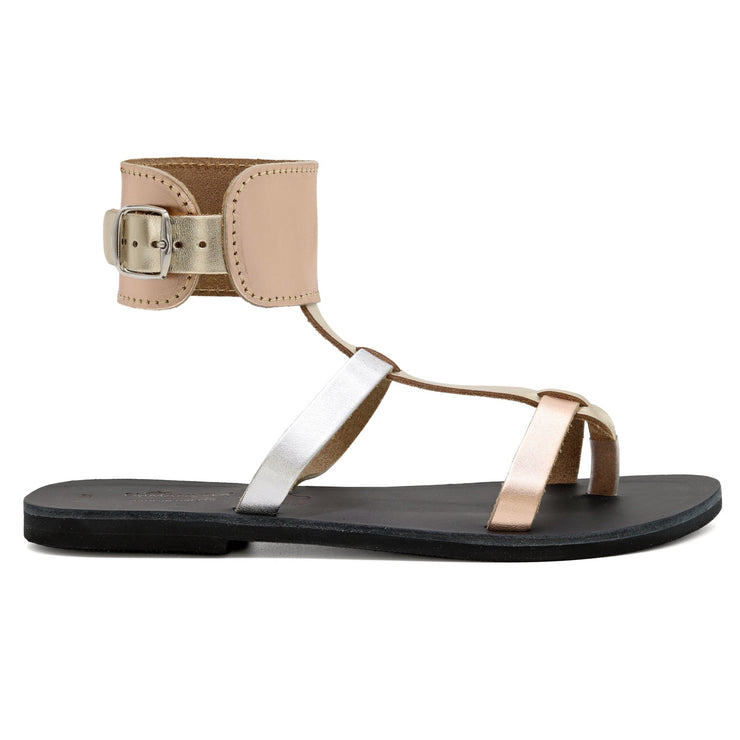 Greek Leather Multicolor Ankle Cuff Gladiator Sandals "Nemesis" - EMMANUELA handcrafted for you®