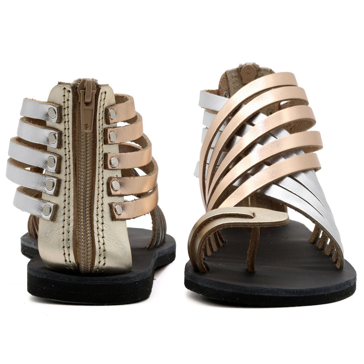 Greek Leather Multicolor Ankle High Gladiator Sandals with zippers "Amalthea" - EMMANUELA handcrafted for you®