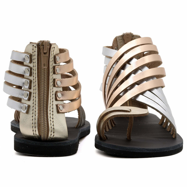 Greek Leather Multicolor Ankle High Gladiator Sandals with zippers "Amalthea " - EMMANUELA handcrafted for you®