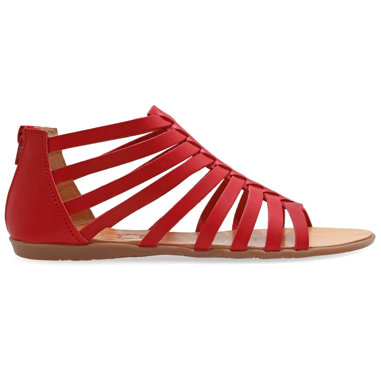 Greek Leather Coral Ankle High Gladiator Sandals with zippers "Circe" - EMMANUELA handcrafted for you®