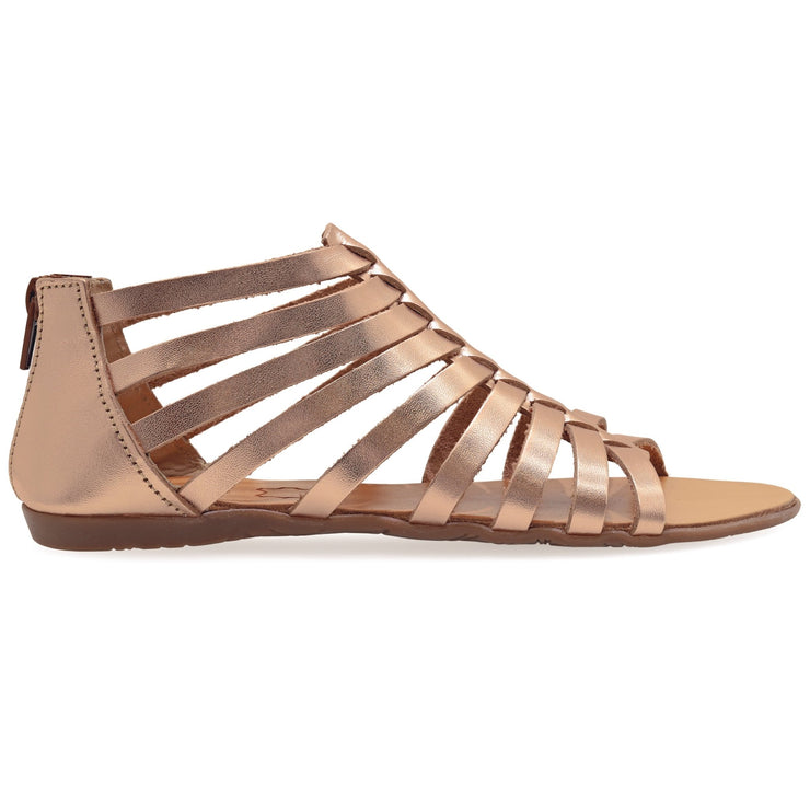 Greek Leather Rose gold Ankle High Gladiator Sandals with zippers "Circe" - EMMANUELA handcrafted for you®