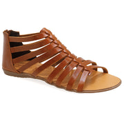 Greek Leather Brown Ankle High Gladiator Sandals with zippers "Circe" - EMMANUELA handcrafted for you®