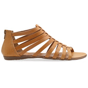 Greek Leather Brown Ankle High Gladiator Sandals with zippers "Circe" - EMMANUELA handcrafted for you®