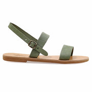 Greek Leather Green Suede Ankle Strap Open Toe Sandals "Euinice" - EMMANUELA handcrafted for you®