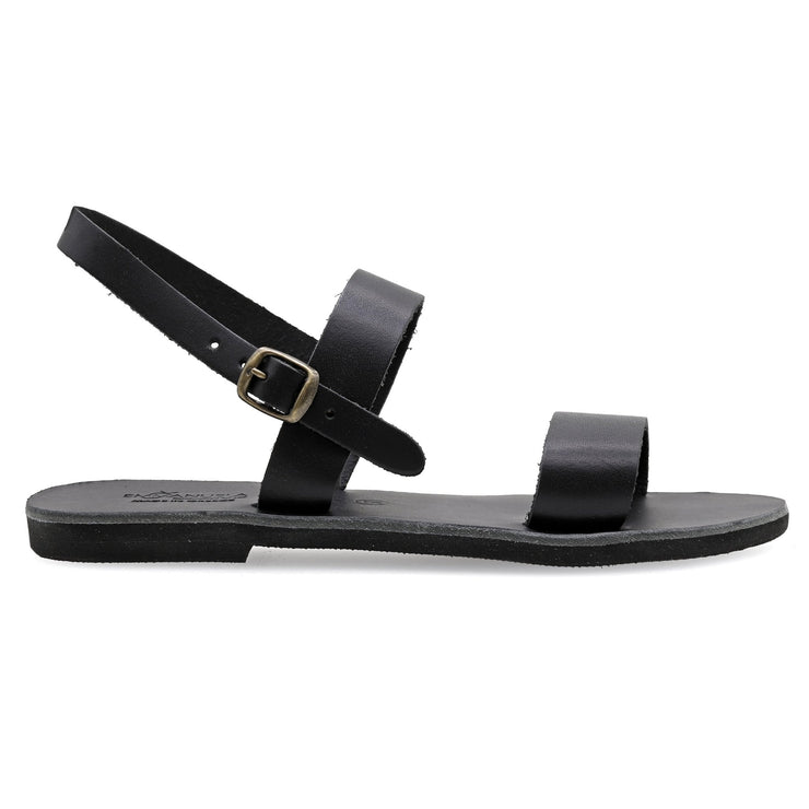 Greek Leather Black Ankle Strap Open Toe Sandals "Euinice" - EMMANUELA handcrafted for you®