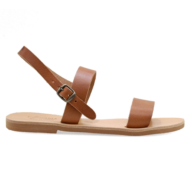 Greek Leather Brown Ankle Strap Open Toe Sandals "Euinice" - EMMANUELA handcrafted for you®