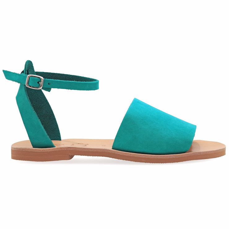 Greek Leather Turquoise Ankle Strap Sandals "Arete" - EMMANUELA handcrafted for you®