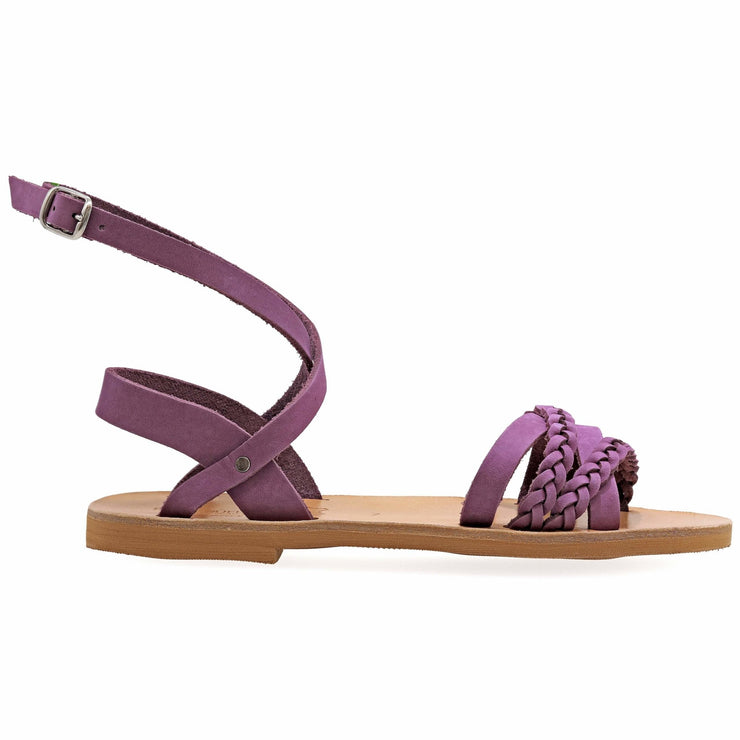 Greek Leather Purple Ankle Strap Sandals "Hypatia" - EMMANUELA handcrafted for you®