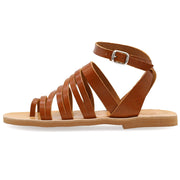 Greek Leather Beige Ankle Strap Toe Ring Sandals "Artemis" - EMMANUELA handcrafted for you®