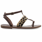Greek Leather Leopard Ankle Strap Toe Ring Sandals "Selene" - EMMANUELA handcrafted for you®