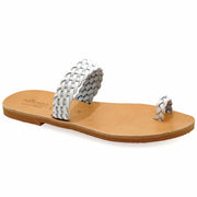 Greek Leather White Braided Toe Ring Sandals "Adrasteia" - EMMANUELA handcrafted for you®
