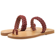 Greek Leather Beige Braided Toe Ring Sandals "Adrasteia" - EMMANUELA handcrafted for you®