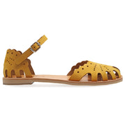 Greek Leather Mustard Buckle Strap Caged Sandals "Olympias" - EMMANUELA handcrafted for you®