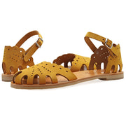 Greek Leather Brown Buckle Strap Caged Sandals "Olympias" - EMMANUELA handcrafted for you®