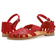 Greek Leather Coral Buckle Strap Caged Sandals "Olympias" - EMMANUELA handcrafted for you®
