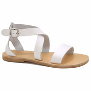 Greek Leather White Buckle Strap Gladiator Sandals "Echo" - EMMANUELA handcrafted for you®