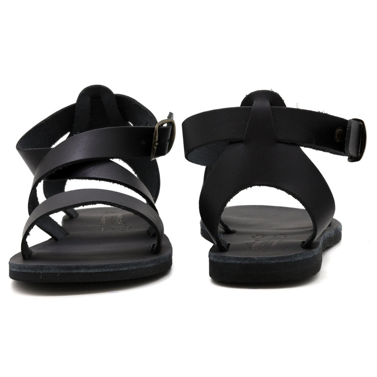 Greek Leather Black Buckle Strap Gladiator Sandals "Echo" - EMMANUELA handcrafted for you®