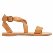 Greek Leather Beige Buckle Strap Gladiator Sandals "Echo" - EMMANUELA handcrafted for you®