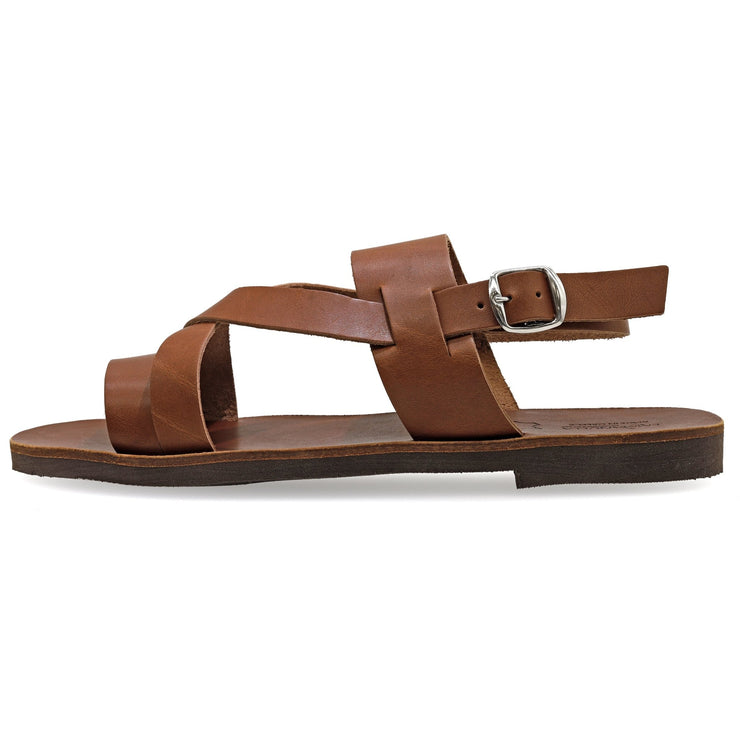 Men's Asher Slide-On Leather Toe Loop Sandals - Brown – Jerusalem Sandals