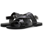 Greek Leather Black Buckle Strap Gladiator Sandals for Men "Leander" - EMMANUELA handcrafted for you®