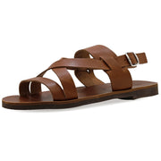 Greek Leather Black Buckle Strap Gladiator Sandals for Men "Leander" - EMMANUELA handcrafted for you®