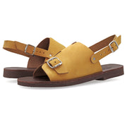 Greek Leather Mustard Buckle Strap Peep Toe Sandals "Euphrosyne" - EMMANUELA handcrafted for you®