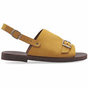 Greek Leather Mustard Buckle Strap Peep Toe Sandals "Euphrosyne" - EMMANUELA handcrafted for you®