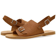 Greek Leather Mustard Buckle Strap Peep Toe Sandals "Euphrosyne" - EMMANUELA handcrafted for you®