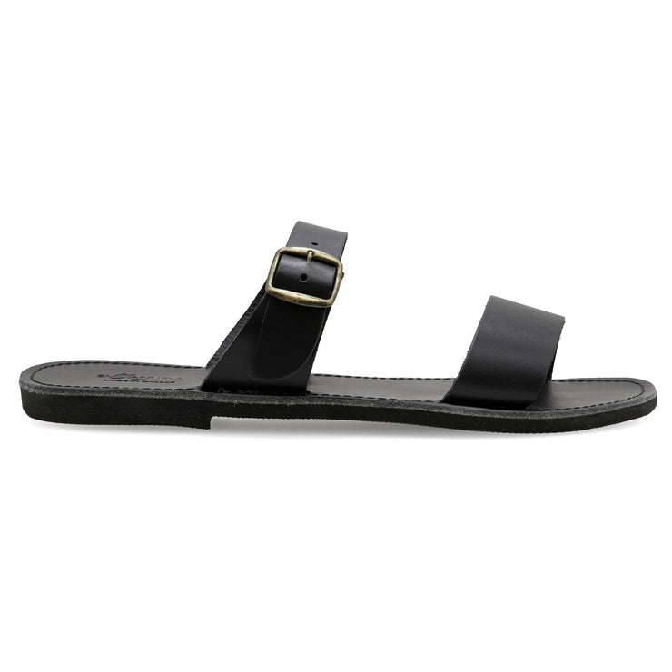 Greek Leather Black Buckle Strap Sandals for Men "Eros" - EMMANUELA handcrafted for you®