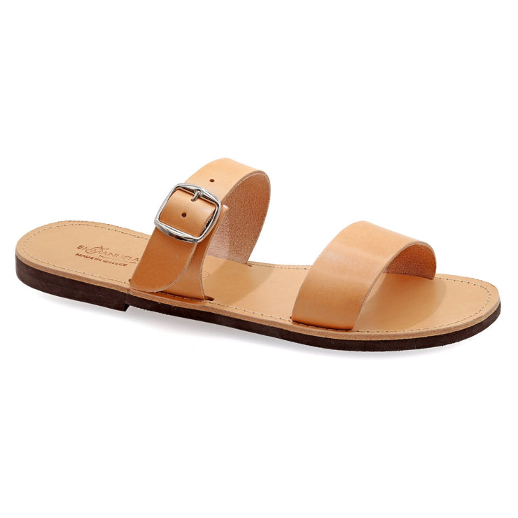 Greek Leather Beige Buckle Strap Sandals for Men "Eros" - EMMANUELA handcrafted for you®