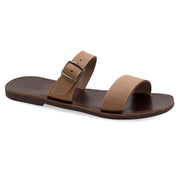 Greek Leather Suede Brown Buckle Strap Sandals for Men "Eros" - EMMANUELA handcrafted for you®