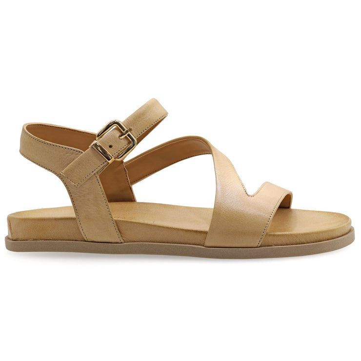 Greek Leather Beige Buckle Strap Sandals with Arch Support "Daphne" - EMMANUELA handcrafted for you®