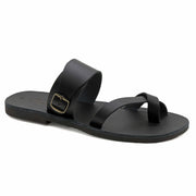 Greek Leather Black Buckle Strap Split Toe Sandals for Men "Hercules" - EMMANUELA handcrafted for you®