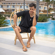 Greek Leather Beige Buckle Strap Toe Ring Sandals for Men "Poseidon" - EMMANUELA handcrafted for you®