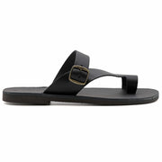 Greek Leather Black Buckle Strap Toe Ring Sandals for Men "Poseidon" - EMMANUELA handcrafted for you®
